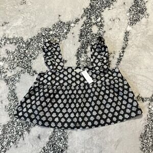 Outerknown Astrid‎ Top Womens Size XL Gray Multi Floral Ruffle Sleeve Organic